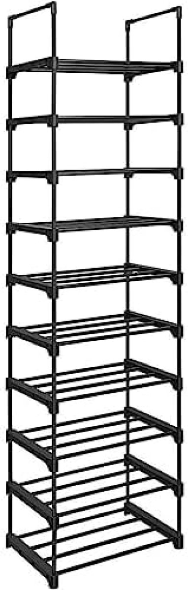 schoenenrek met 10 planken, groot metalen schoenenrek, doe-het-zelf, standplank, ruimtebesparend, multifunctioneel, woonkamer, slaapkamer, keuken, 45 x 30 x 174 cm, zwart (6151029464404)