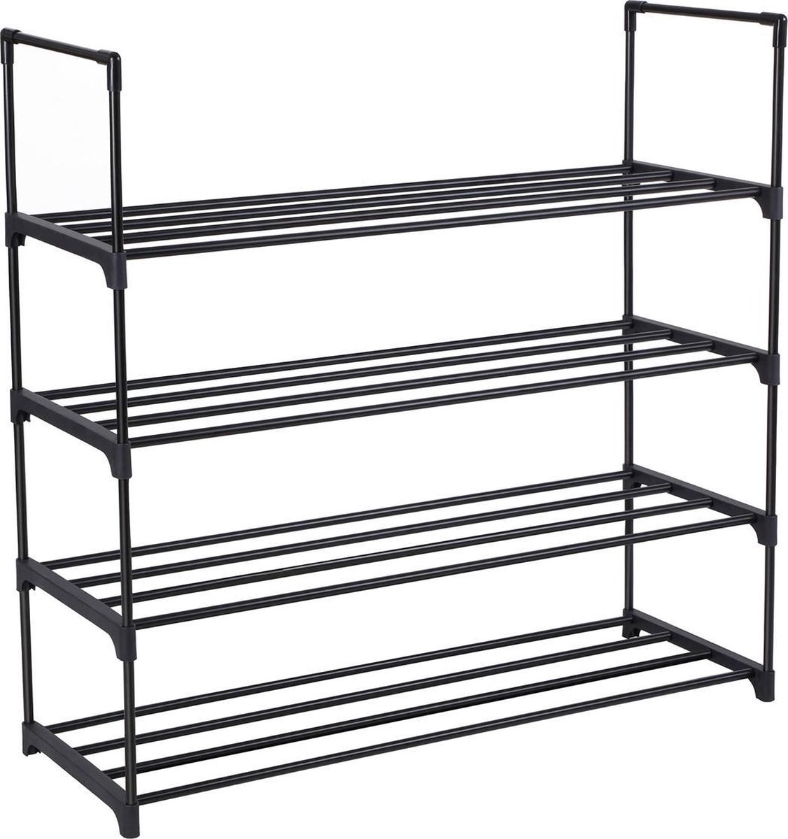 schoenenrek met 4 niveaus, metalen schoenenrek voor maximaal 20 paar schoenen, schoenenopberger voor woonkamer, gang en kleedkamer, 92 x 30 x 73 cm, zwart LSA14BK (8785261704592)