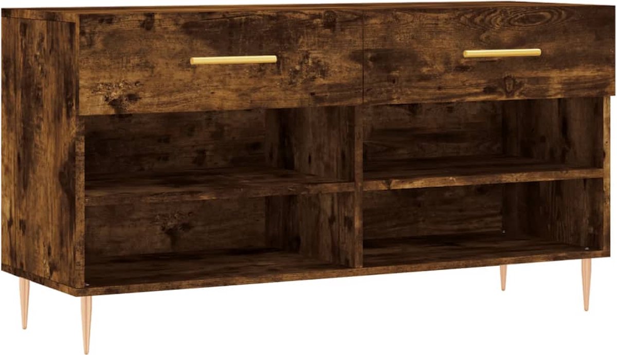 vidaXL Schoenenbank - Gerookt Eiken - 102x35x55 cm Schoenenbank - Schoenuitlegger - Bergruimte - Opbergmeubels - Houten Bank (8346916943102)