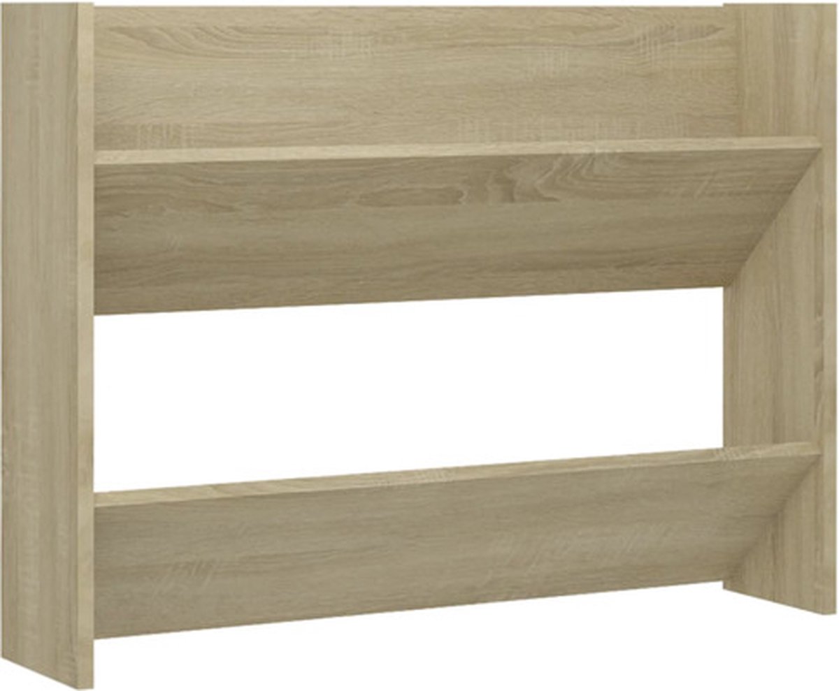 vidaXL - Wandschoenenkast - 80x18x60 - cm - bewerkt - hout - sonoma - eikenkleurig (8720286559482)